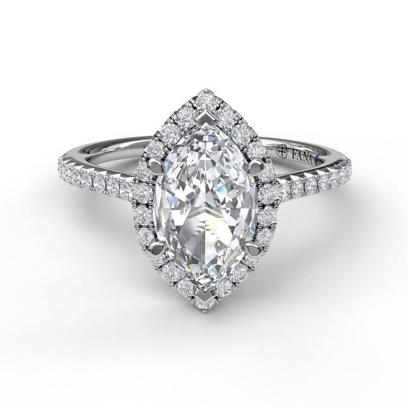 14 Karat White Gold Marquis Engagement Mounting