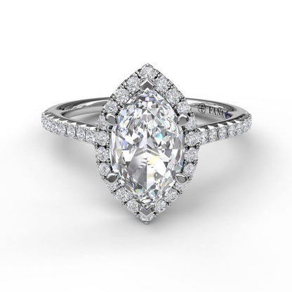 14 Karat White Gold Marquis Engagement Mounting