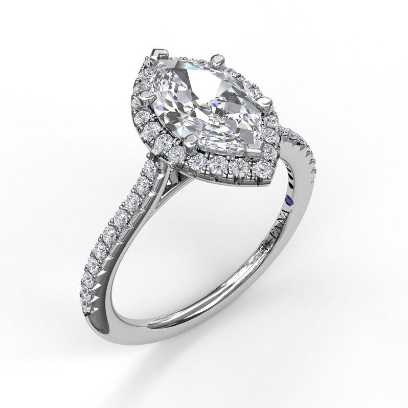 14 Karat White Gold Marquis Engagement Mounting
