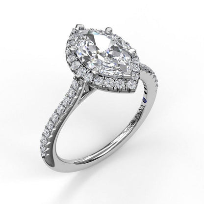 14 Karat White Gold Marquis Engagement Mounting