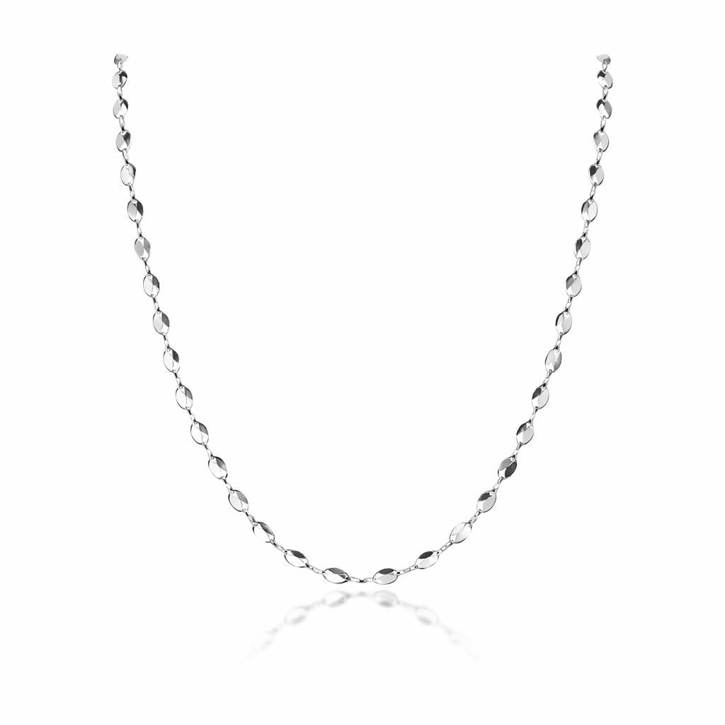 14 Karat White Gold Chain - White Mirror Link