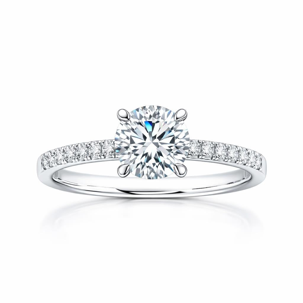 14 Karat White Gold Straight Diamond Band Semi Mount Engagement Ring