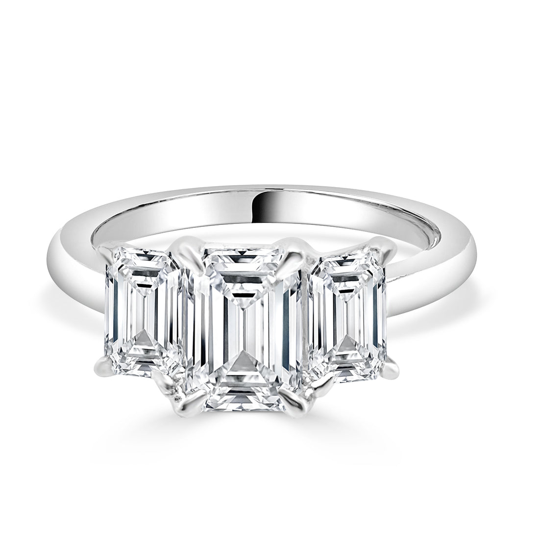14K White Gold Emerald Shape Lab Diamond Engagement Ring - 1.52 Carats