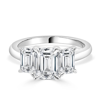 14K White Gold Lab Diamond Emerald Cut Engagement Ring - 1.52 Carats
