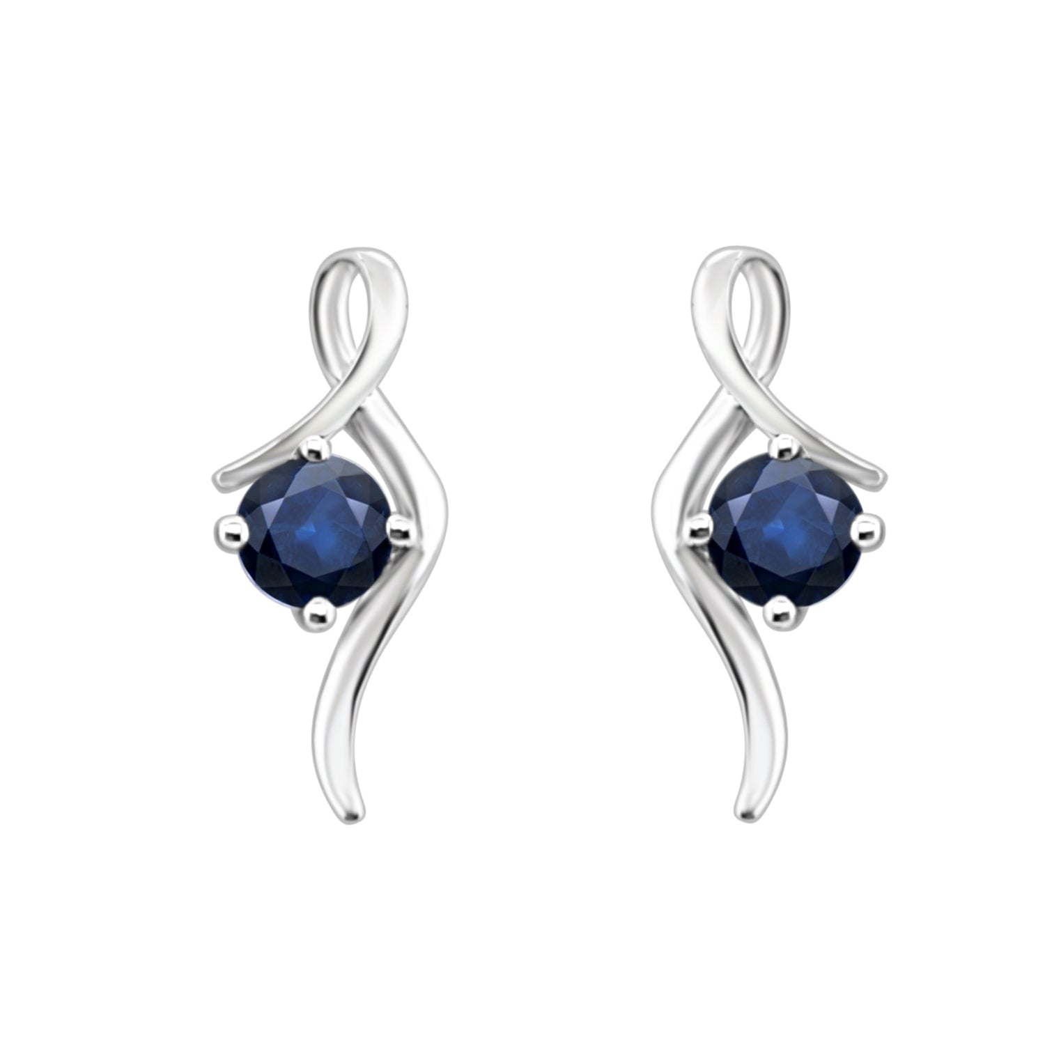 Tanzanite Free Form Earrings in 14 Karat White Gold, Round Shape 1.04 CT