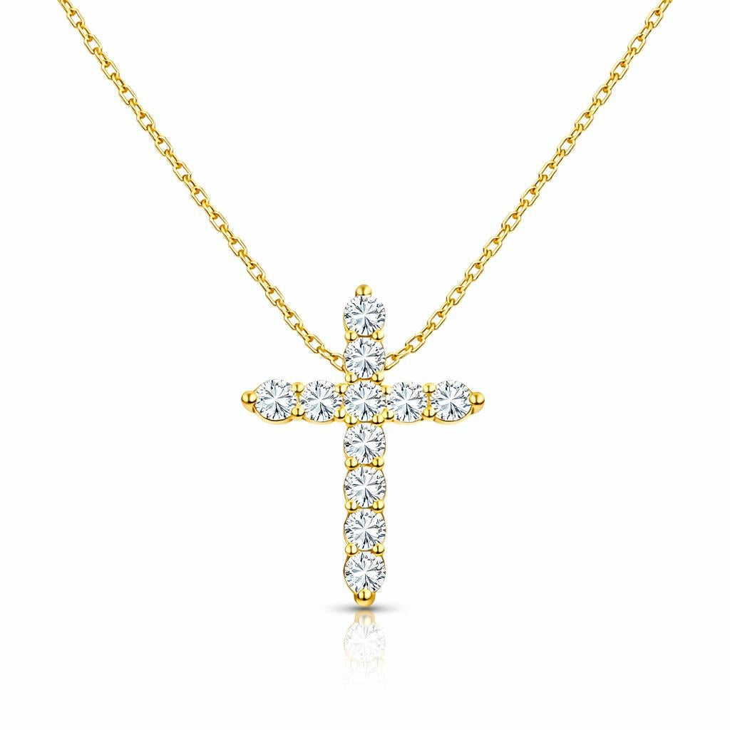 14 Karat Yellow Gold Cross Necklace