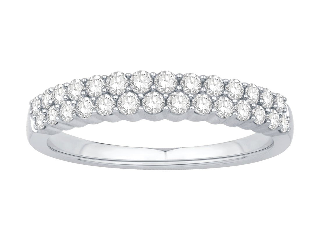 14 Karat White Gold Pave Set Wedding Band