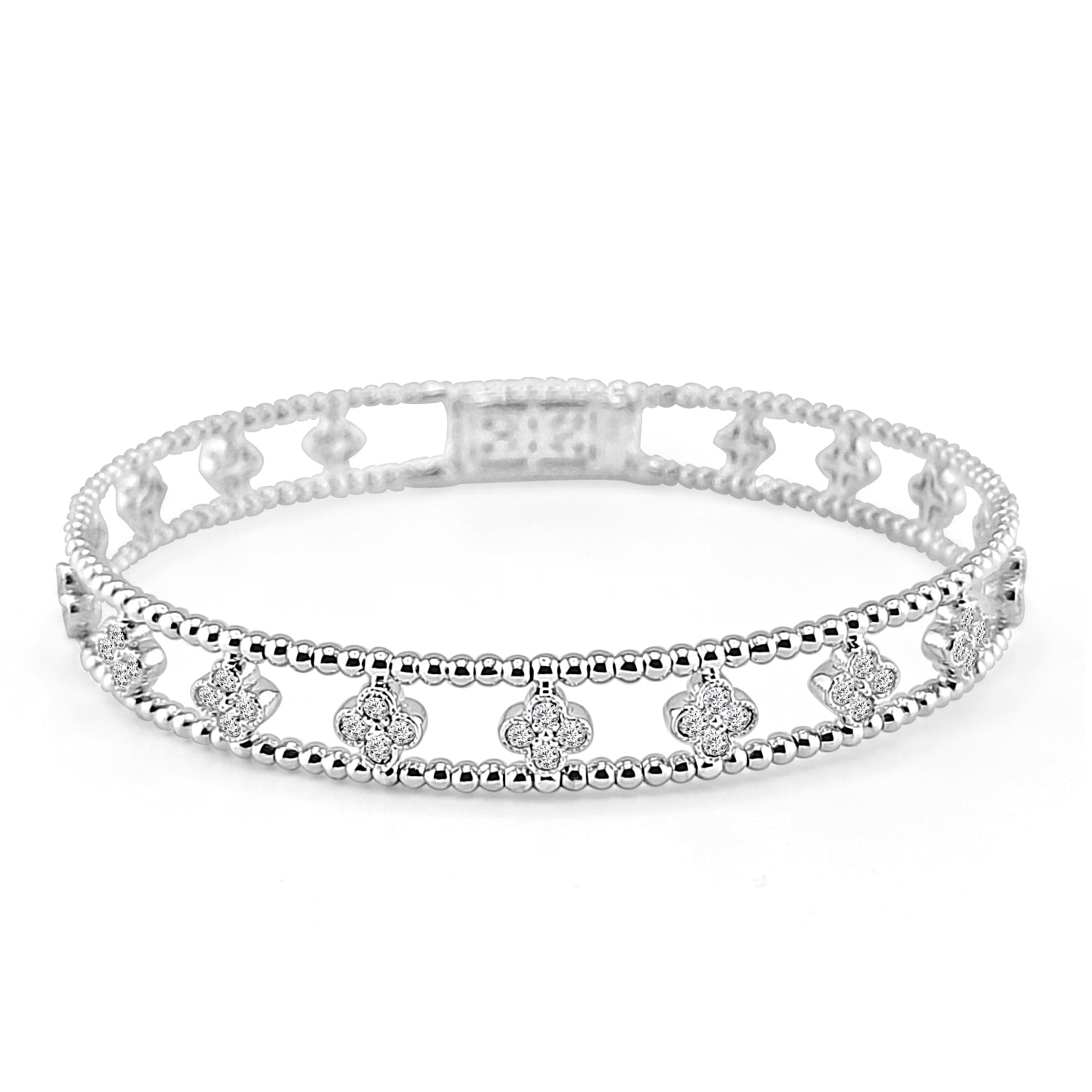 14 Karat Two-Tone Diamond Bangle Bracelet - 0.78 Carat Natural Diamond
