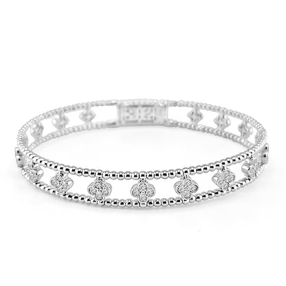 14 Karat Two-Tone Diamond Bangle Bracelet - 0.78 Carat Natural Diamond