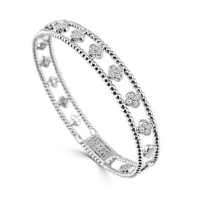 14 Karat Two-Tone Diamond Bangle Bracelet - 0.78 Carat Natural Diamond