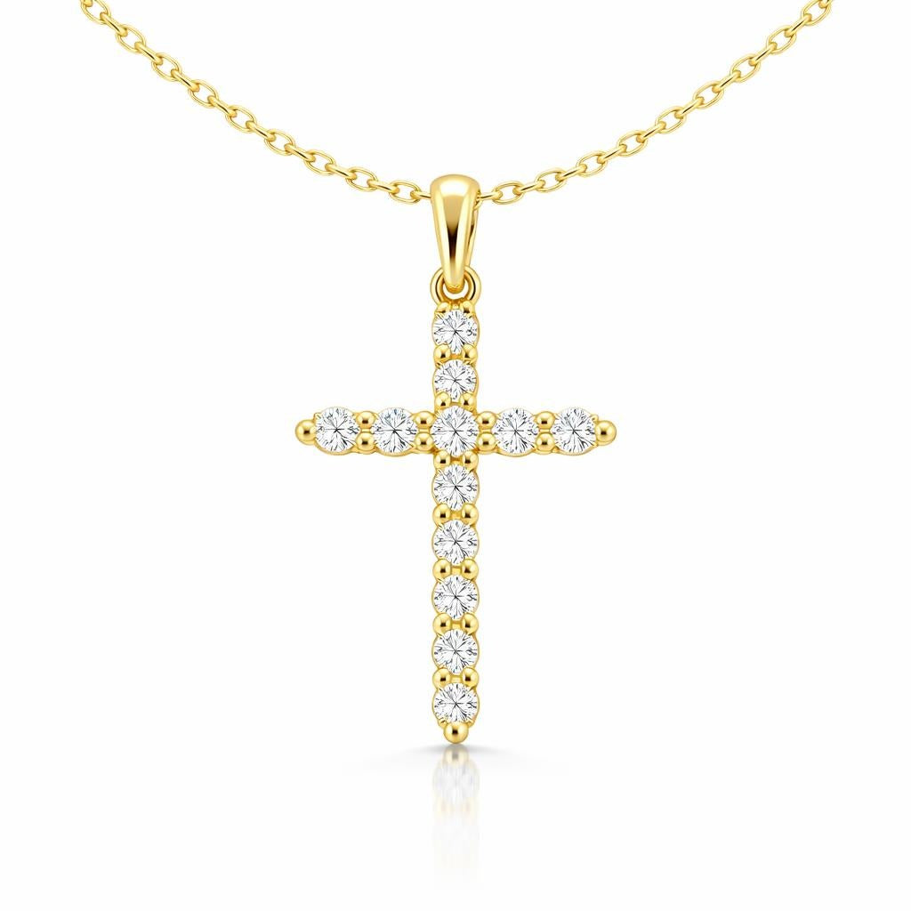 18 Karat Yellow Gold Single Prong Necklace