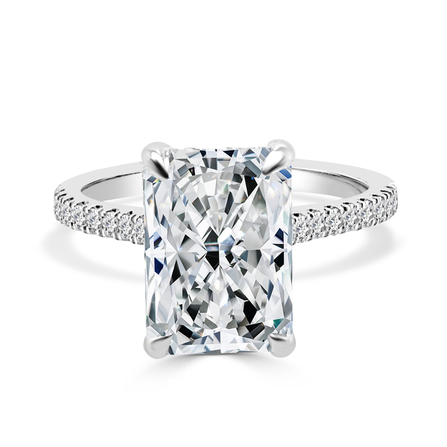 Radiant 4.00 Lab Diamond Engagement Ring in 14 Karat White Gold