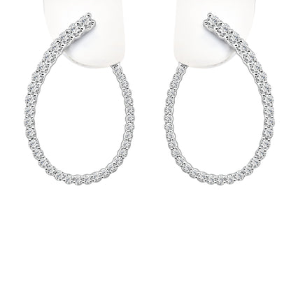 1.00 Carat Natural Diamond Earrings in 14 Karat White Gold