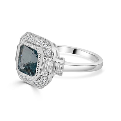 Vintage 18 Karat White Gold Aquamarine Ring - 2.27 Carats