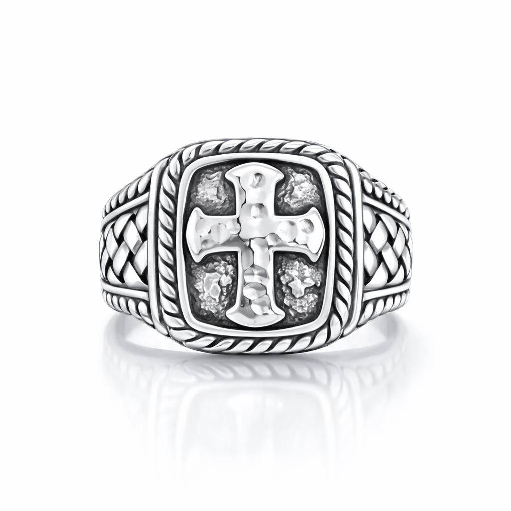 Cross And Twisted Rope Design Ring