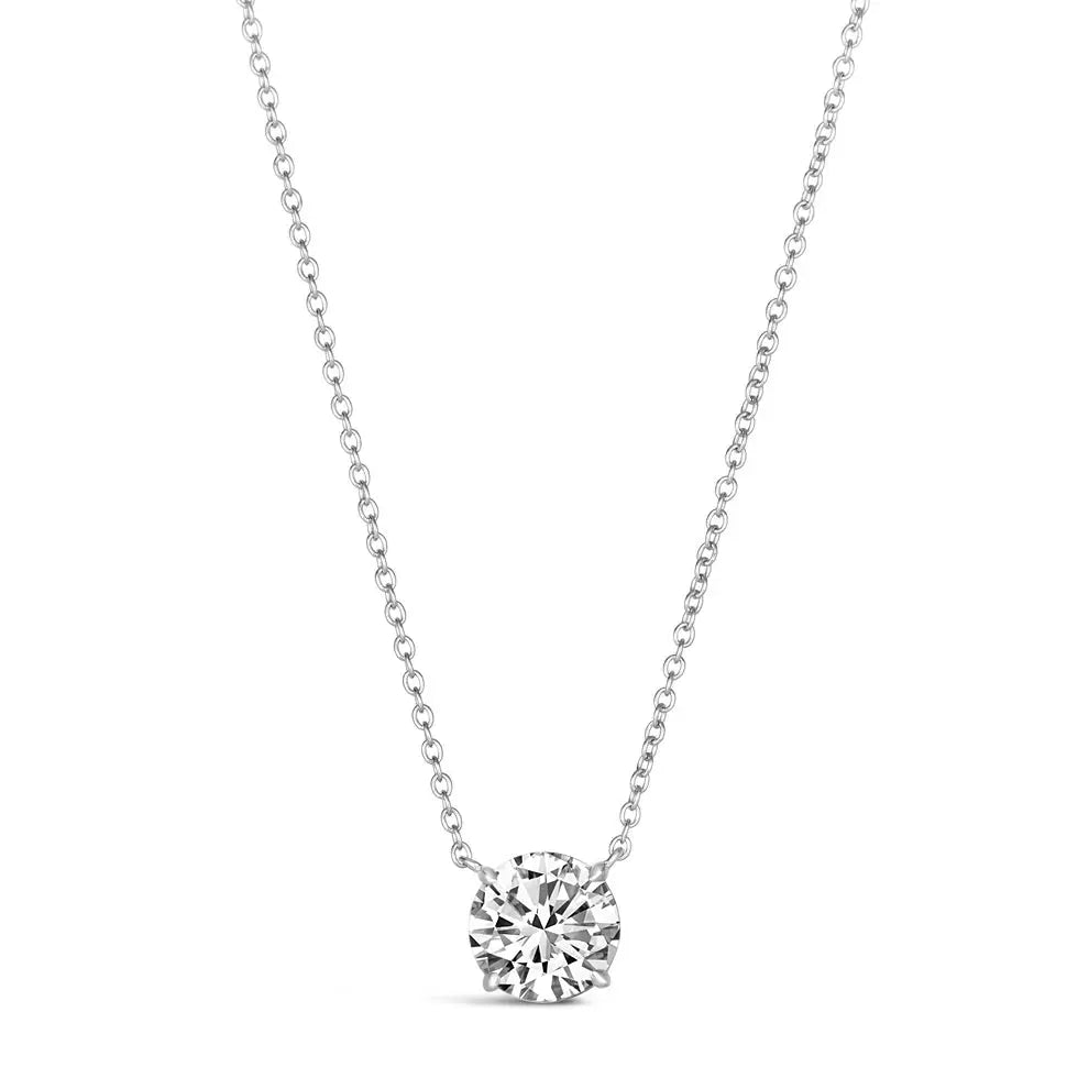 Miracle Sparkle: 14 Karat White Gold Lab Diamond Round Shape Necklace