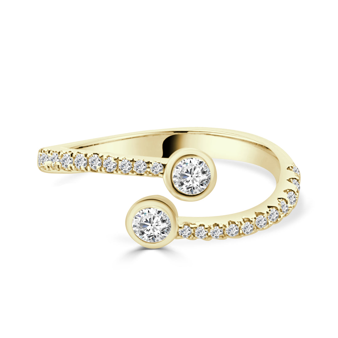 14K Yellow Gold Double Wrap Diamond Ring with 0.48 Carat Natural Diamond