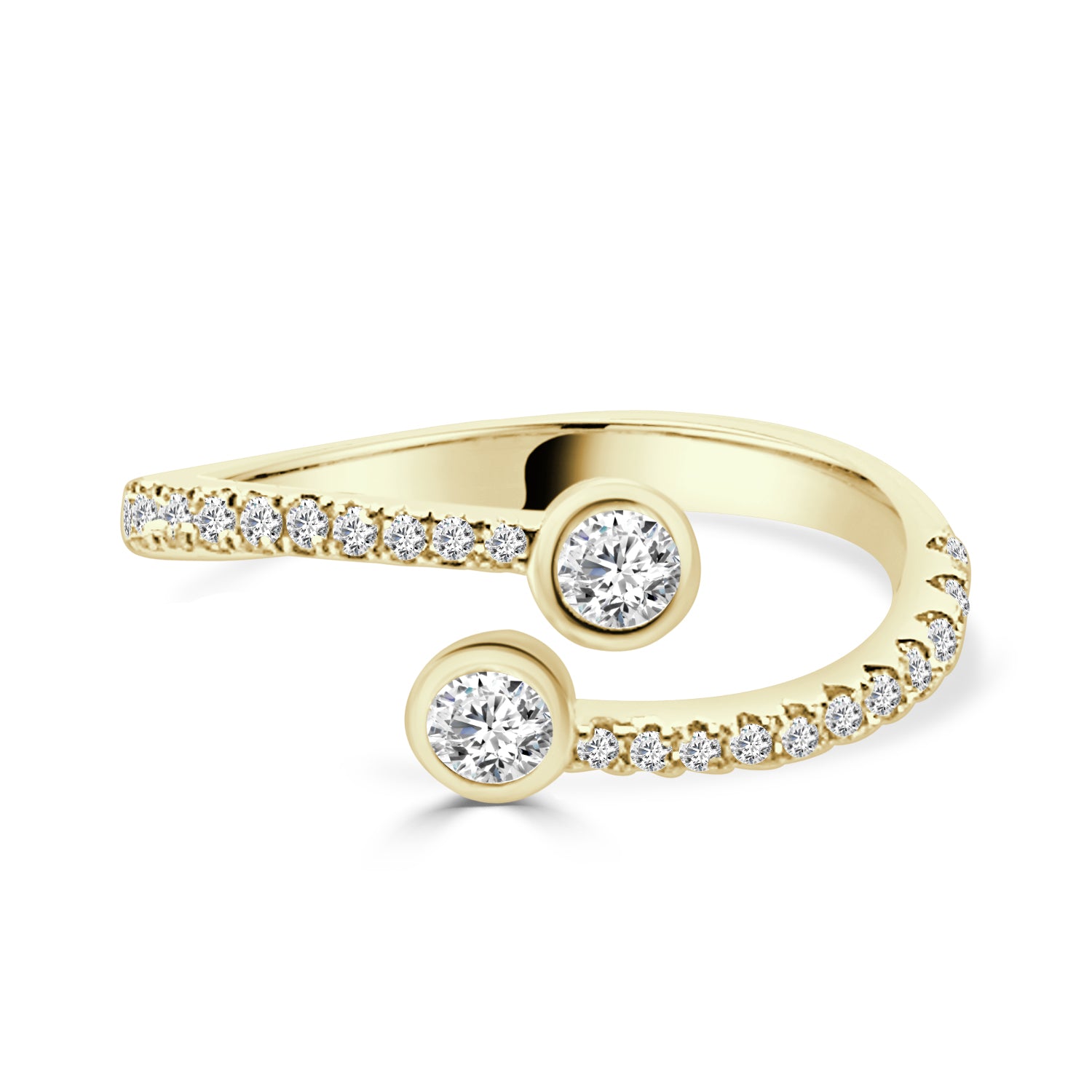 14K Yellow Gold Double Wrap Diamond Ring with 0.48 Carat Natural Diamond