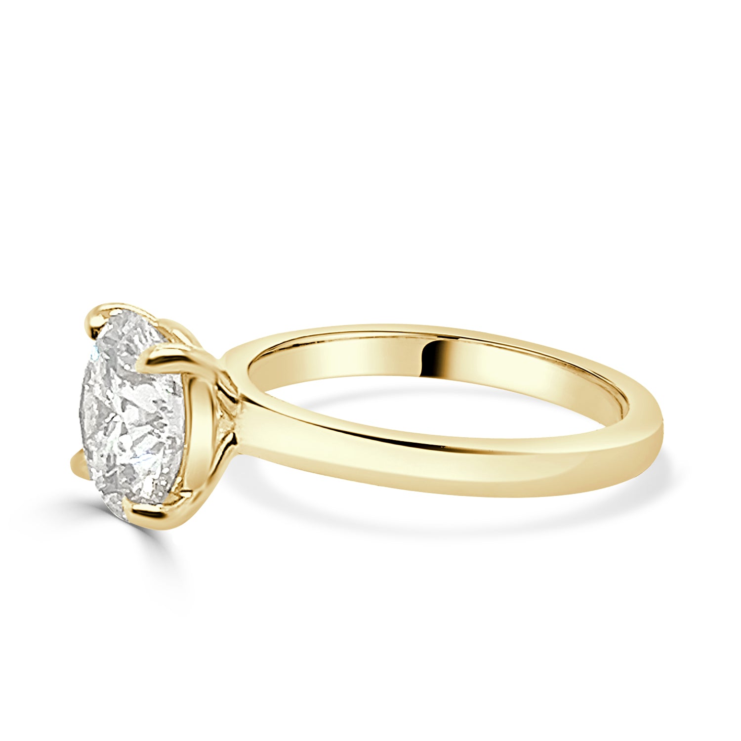14K Yellow Gold Round Lab Diamond Engagement Ring (3.04 ct)