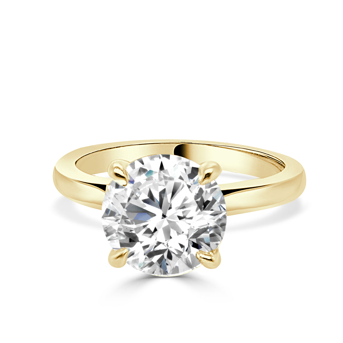 14K Yellow Gold Lab Diamond Round Shape Engagement Ring - 3.04 Carats