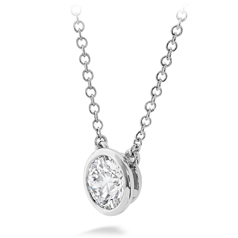 18 Karat White Gold Classic Bezel Solitaire Necklace with 0.33 Carat Natural Diamond