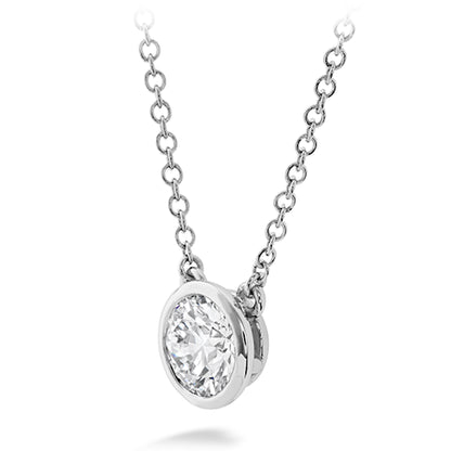 18 Karat White Gold Classic Bezel Solitaire Necklace with 0.33 Carat Natural Diamond