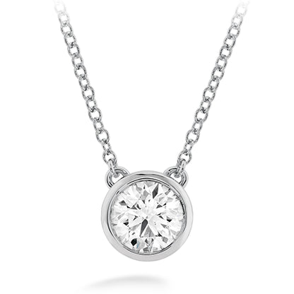 18 Karat White Gold Classic Bezel Solitaire Necklace with 0.33 Carat Natural Diamond