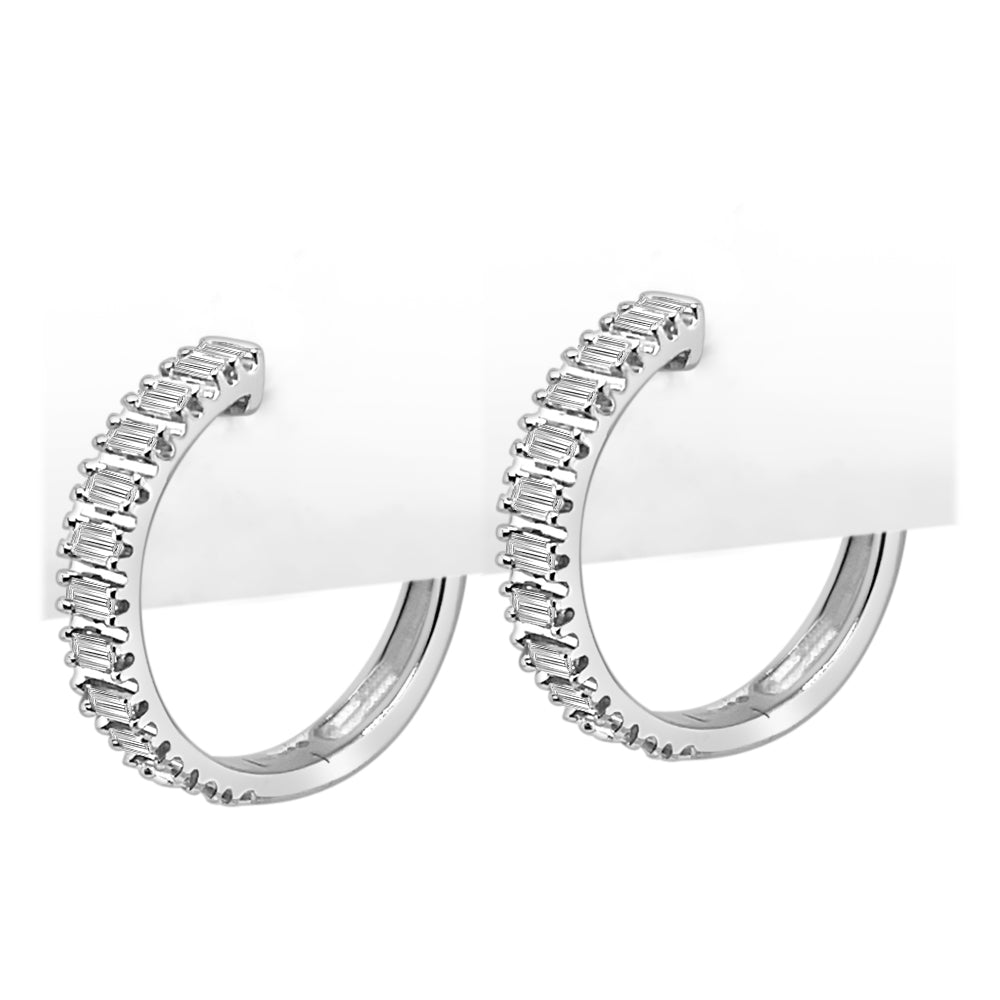 Emerald Cut Diamond Earrings in 14 Karat White Gold with 0.50 ct Natural Diamonds - Emerald Shape