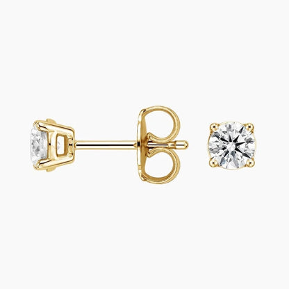 14K Yellow Gold Lab Diamond Round Solitaire Studs (0.25 ct)