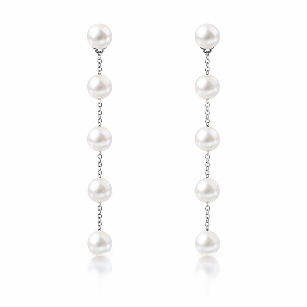 14 Karat White Gold Pearl Drop Earrings