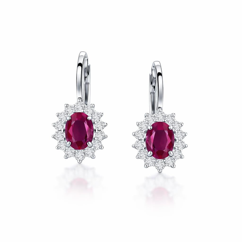 14 Karat White Gold Ruby Earrings