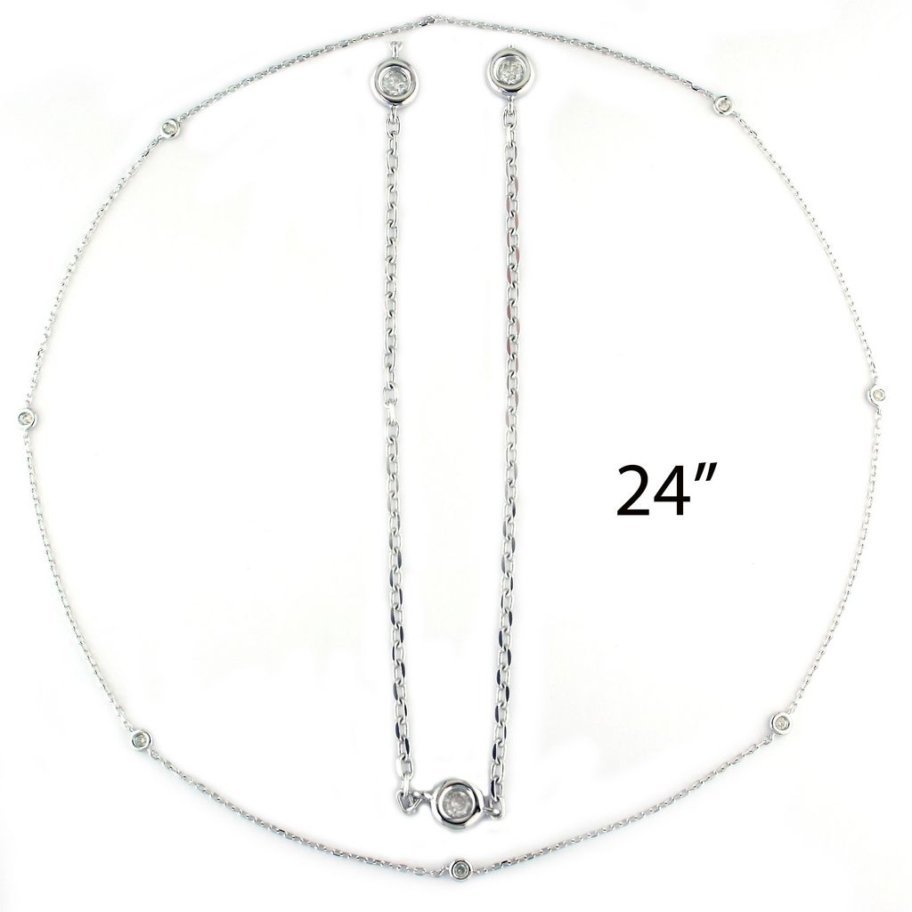 0.31 Carat Natural Diamond Sterling Silver Diamond By The Yard Necklace