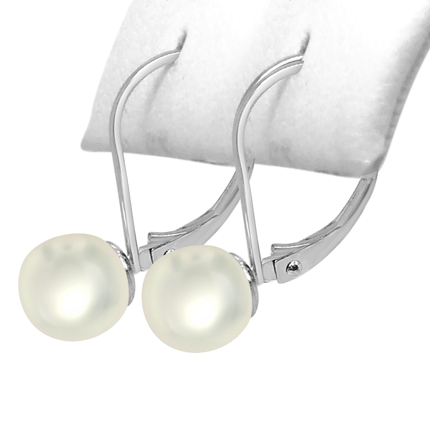 Leverback Pearl Earrings in 14 Karat White Gold