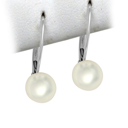Leverback Pearl Earrings in 14 Karat White Gold
