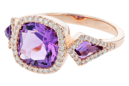 14 Karat Rose Gold Amethyst Ring - 1.98 Carats