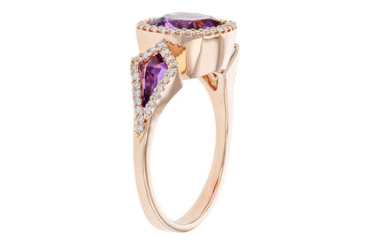 14 Karat Rose Gold Amethyst Ring - 1.98 Carats