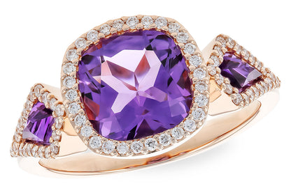 14 Karat Rose Gold Amethyst Ring - 1.98 Carats