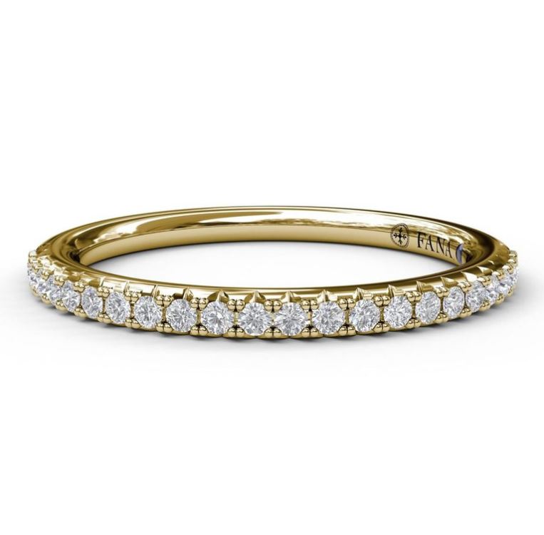 Modern Pave Natural Diamond Wedding Band in 14 Karat Yellow Gold - 0.20 Carats