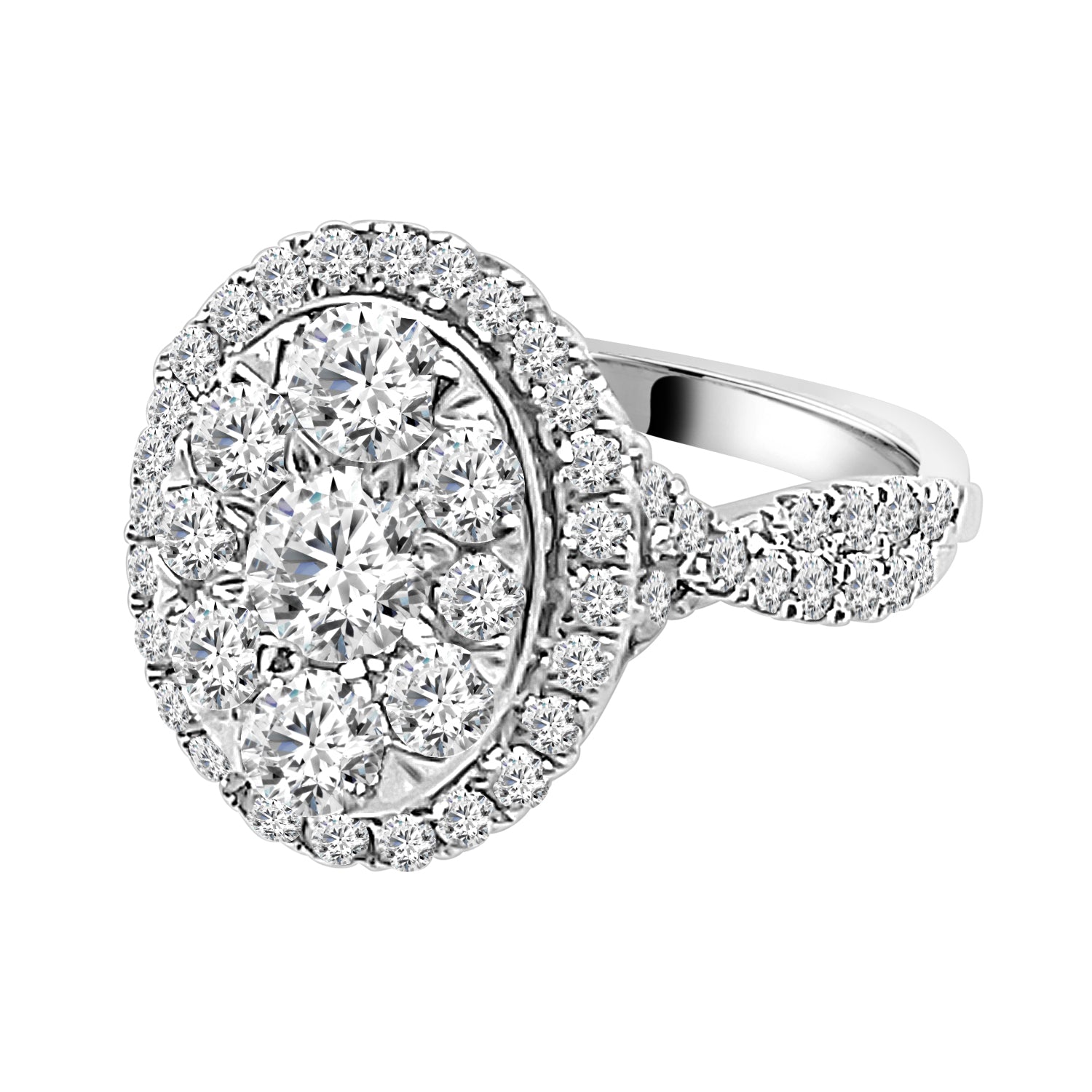 Vintage Twisted Shank 14K White Gold Natural Diamond Round Shape Engagement Ring (0.33 ct)