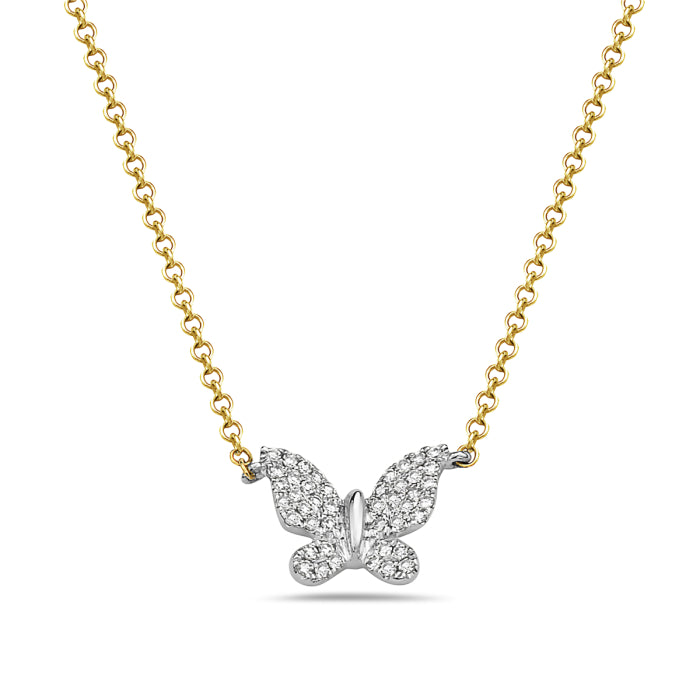 14K Yellow Gold Natural Diamond Necklace - 0.10 Carat