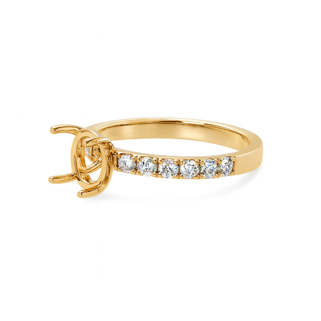 14K Yellow Gold Hidden Halo Engagement Mounting with Lab Diamond