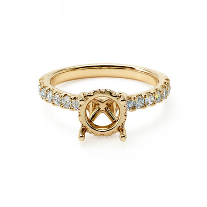 14K Yellow Gold Hidden Halo Engagement Mounting with Lab Diamond