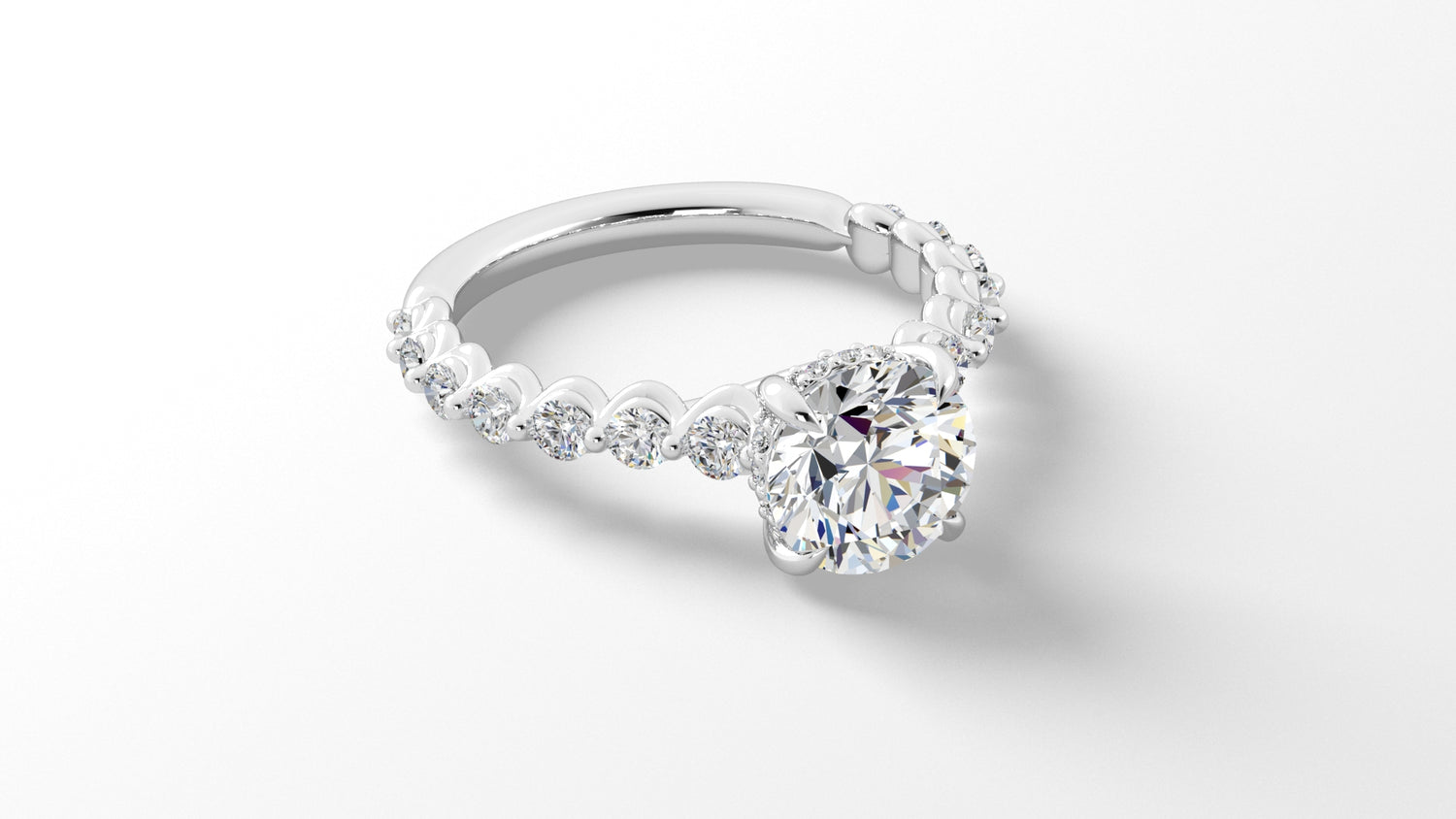 Platinum Hidden Halo RBC with Reverse Tapered Band Engagement Mounting