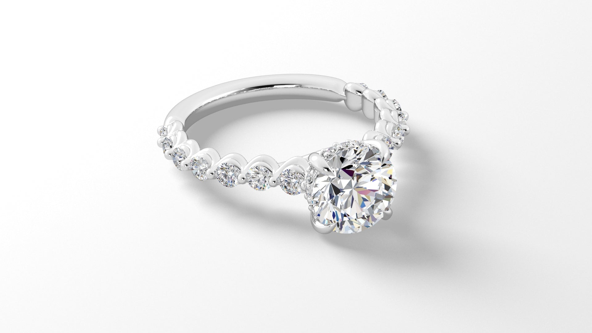 Platinum Hidden Halo RBC with Reverse Tapered Band Engagement Mounting