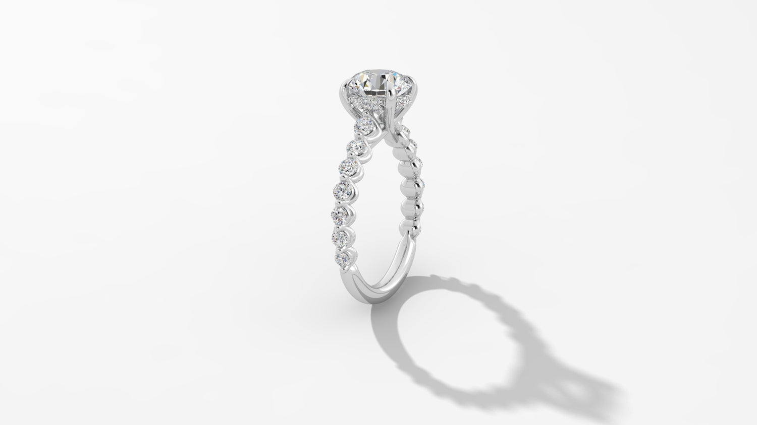 Platinum Hidden Halo RBC with Reverse Tapered Band Engagement Mounting