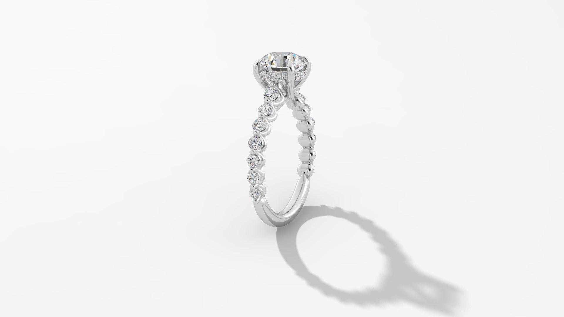 Platinum Hidden Halo RBC with Reverse Tapered Band Engagement Mounting