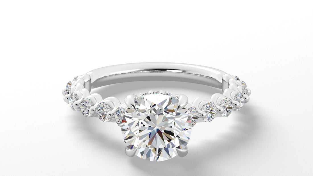 Platinum Hidden Halo RBC with Reverse Tapered Band Engagement Mounting