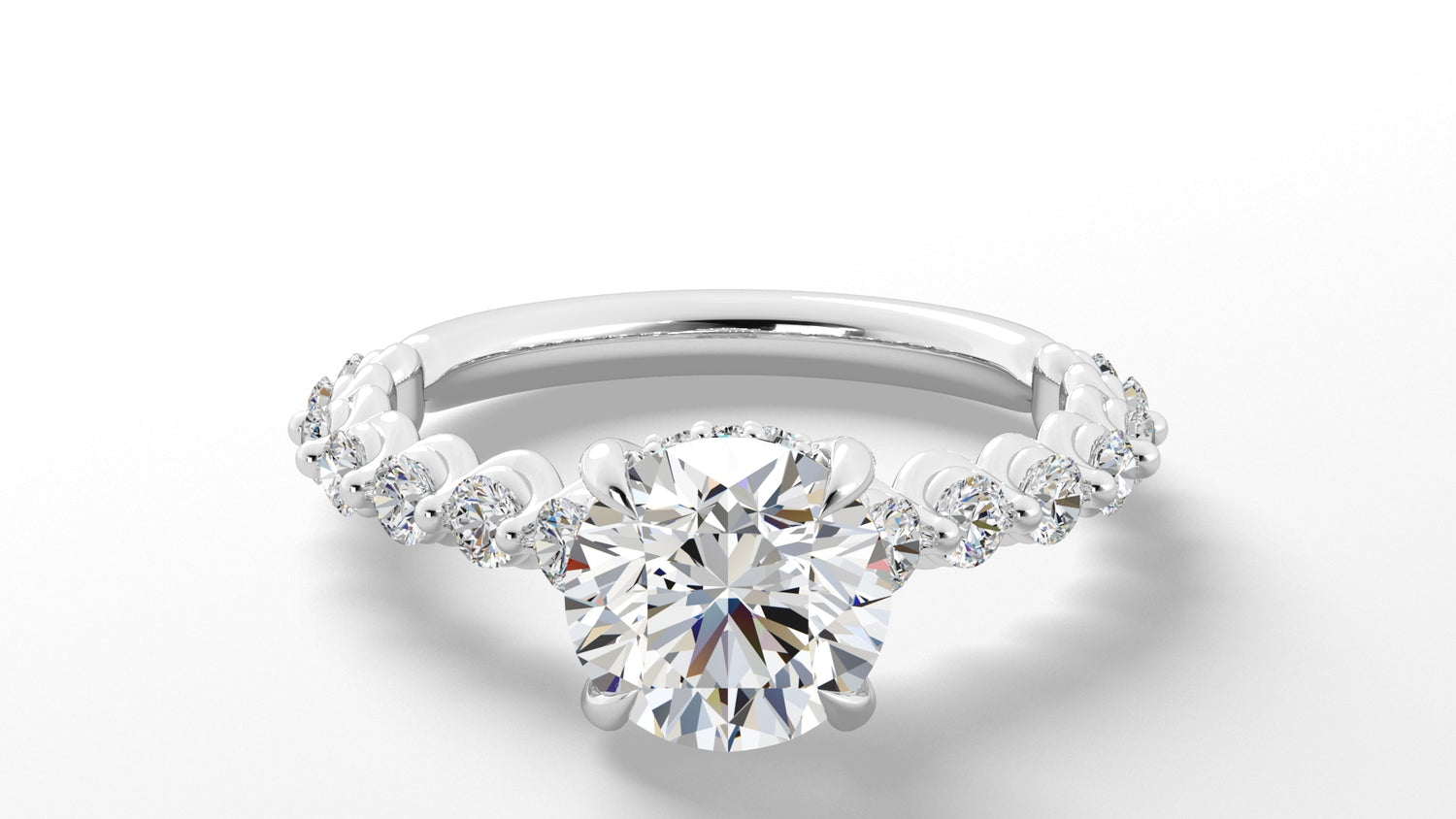 Platinum Hidden Halo RBC with Reverse Tapered Band Engagement Mounting