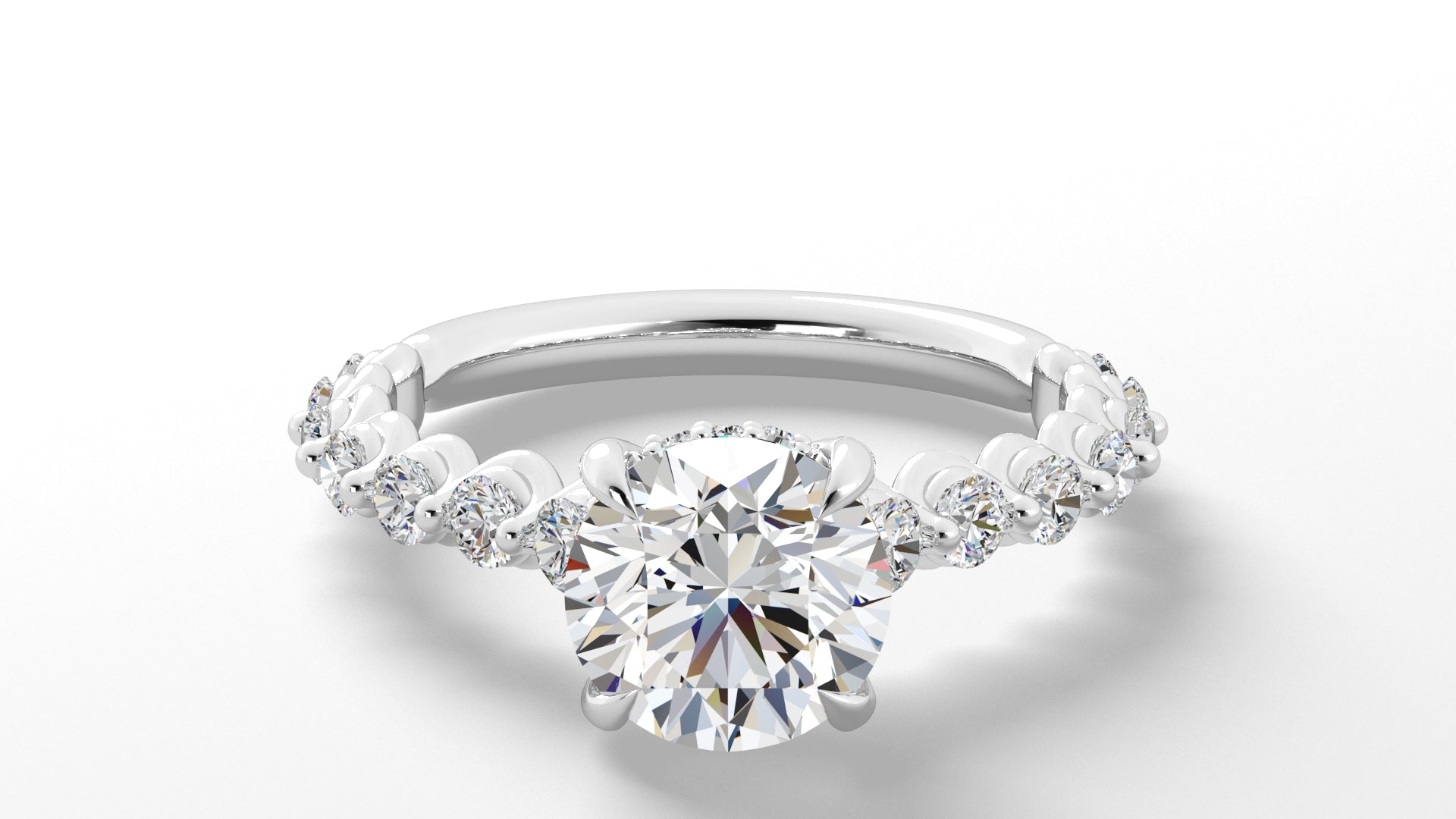 Platinum Hidden Halo RBC with Reverse Tapered Band Engagement Mounting