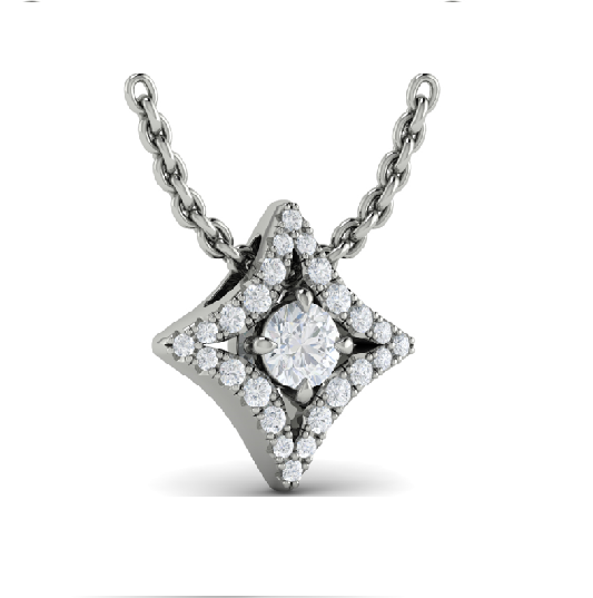 Star Halo Slide 14 Karat White Gold Necklace with Natural Diamond 0.29 Carats